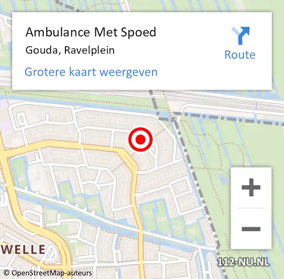 Locatie op kaart van de 112 melding: Ambulance Met Spoed Naar Gouda, Ravelplein op 10 oktober 2020 05:27