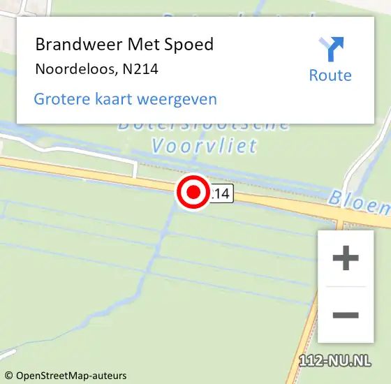 Locatie op kaart van de 112 melding: Brandweer Met Spoed Naar Noordeloos, N214 op 10 oktober 2020 05:56