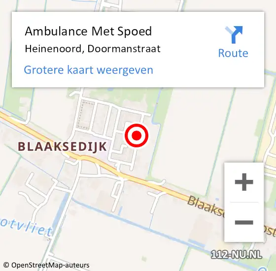 Locatie op kaart van de 112 melding: Ambulance Met Spoed Naar Heinenoord, Doormanstraat op 10 oktober 2020 07:31