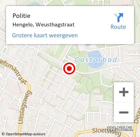 Locatie op kaart van de 112 melding: Politie Hengelo, Weusthagstraat op 10 oktober 2020 09:43