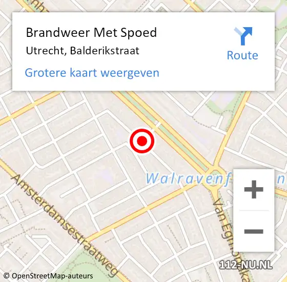 Locatie op kaart van de 112 melding: Brandweer Met Spoed Naar Utrecht, Balderikstraat op 10 oktober 2020 10:35