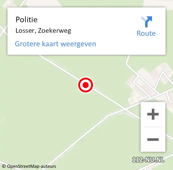 Locatie op kaart van de 112 melding: Politie Losser, Zoekerweg op 10 oktober 2020 11:26