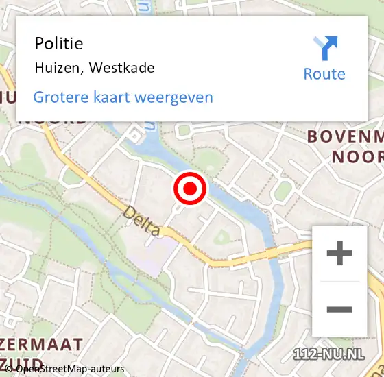 Locatie op kaart van de 112 melding: Politie Huizen, Westkade op 10 oktober 2020 14:30