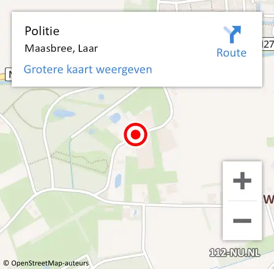 Locatie op kaart van de 112 melding: Politie Maasbree, Laar op 10 oktober 2020 16:04