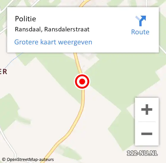 Locatie op kaart van de 112 melding: Politie Ransdaal, Ransdalerstraat op 10 oktober 2020 16:15