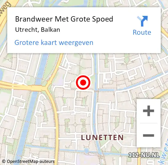 Locatie op kaart van de 112 melding: Brandweer Met Grote Spoed Naar Utrecht, Balkan op 10 oktober 2020 17:26