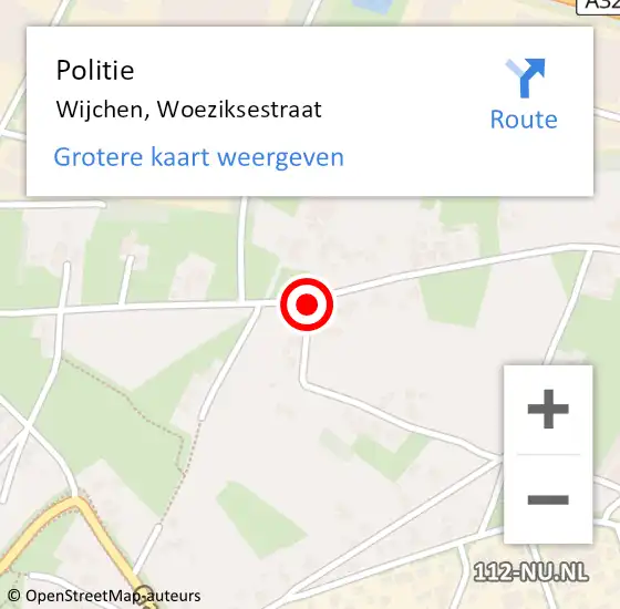 Locatie op kaart van de 112 melding: Politie Wijchen, Woeziksestraat op 10 oktober 2020 19:08