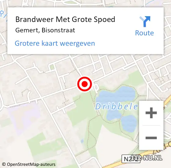 Locatie op kaart van de 112 melding: Brandweer Met Grote Spoed Naar Gemert, Bisonstraat op 10 oktober 2020 19:29