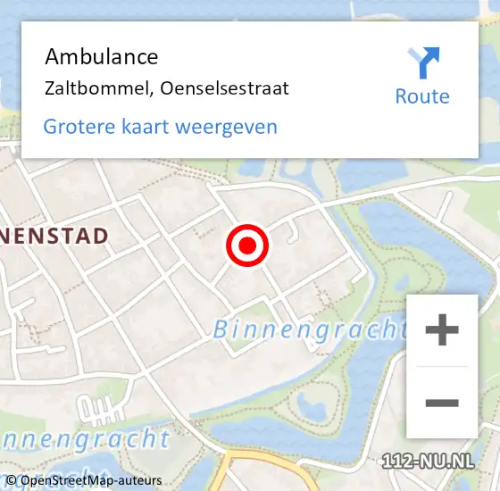 Locatie op kaart van de 112 melding: Ambulance Zaltbommel, Oenselsestraat op 10 oktober 2020 21:29