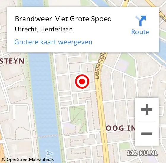 Locatie op kaart van de 112 melding: Brandweer Met Grote Spoed Naar Utrecht, Herderlaan op 10 oktober 2020 22:13