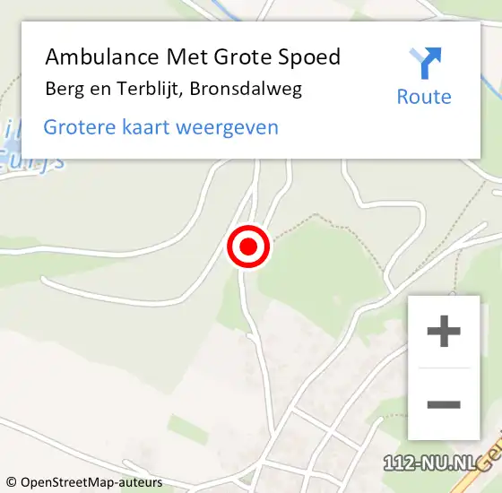 Locatie op kaart van de 112 melding: Ambulance Met Grote Spoed Naar Berg en Terblijt, Bronsdalweg op 10 oktober 2020 23:11