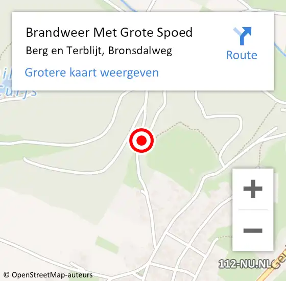 Locatie op kaart van de 112 melding: Brandweer Met Grote Spoed Naar Berg en Terblijt, Bronsdalweg op 10 oktober 2020 23:11