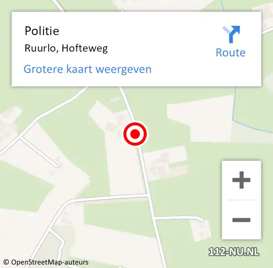 Locatie op kaart van de 112 melding: Politie Ruurlo, Hofteweg op 11 oktober 2020 02:37