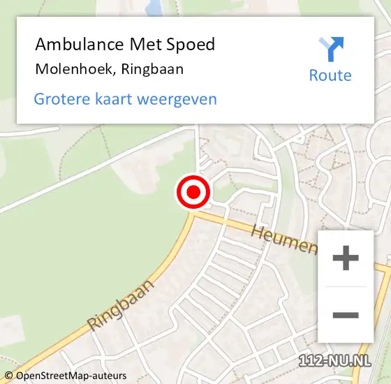 Locatie op kaart van de 112 melding: Ambulance Met Spoed Naar Molenhoek, Ringbaan op 11 oktober 2020 03:44