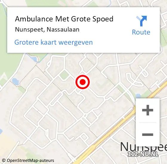 Locatie op kaart van de 112 melding: Ambulance Met Grote Spoed Naar Nunspeet, Nassaulaan op 11 oktober 2020 07:01