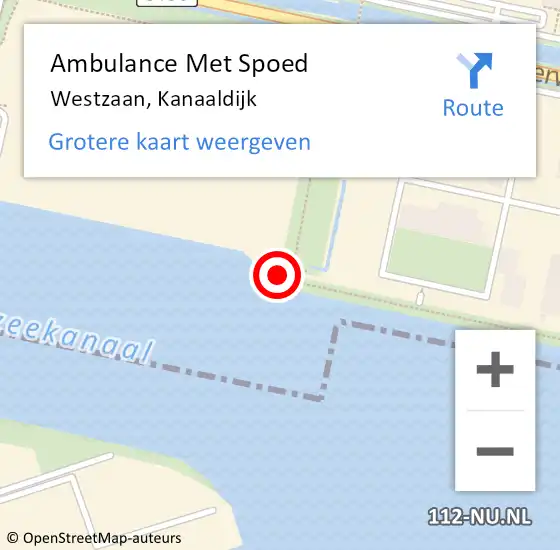 Locatie op kaart van de 112 melding: Ambulance Met Spoed Naar Westzaan, Kanaaldijk op 11 oktober 2020 09:58
