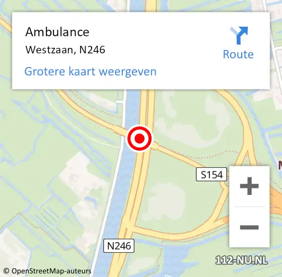 Locatie op kaart van de 112 melding: Ambulance Westzaan, N246 op 11 oktober 2020 11:07