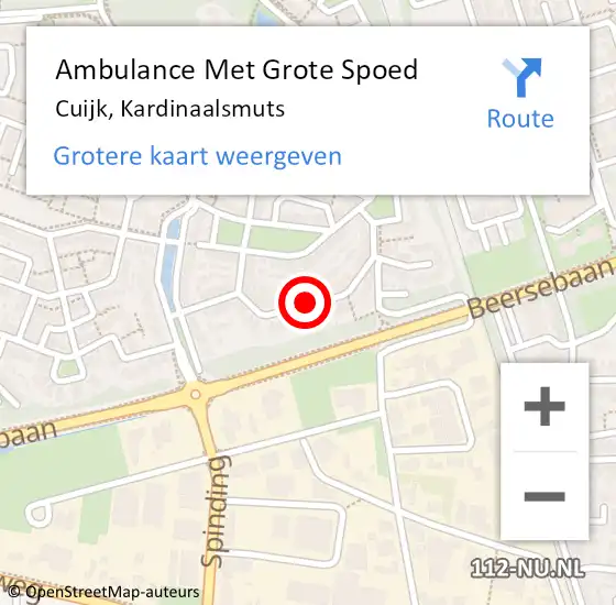 Locatie op kaart van de 112 melding: Ambulance Met Grote Spoed Naar Cuijk, Kardinaalsmuts op 11 oktober 2020 11:24