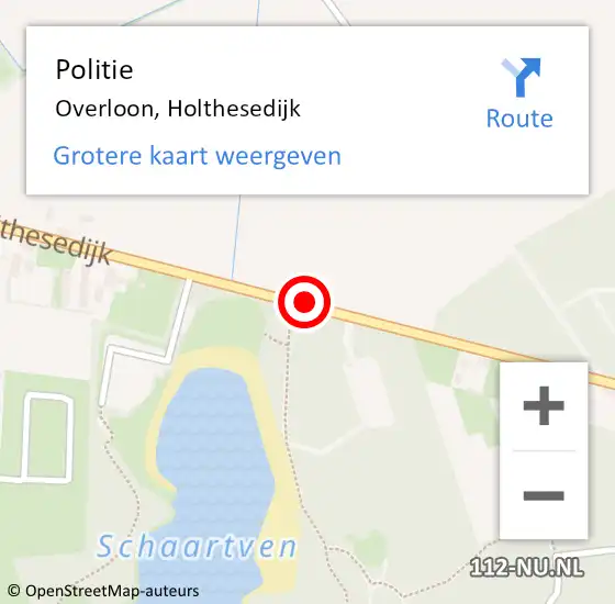 Locatie op kaart van de 112 melding: Politie Overloon, Holthesedijk op 11 oktober 2020 11:33