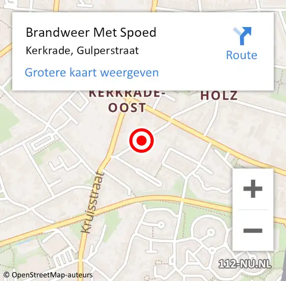 Locatie op kaart van de 112 melding: Brandweer Met Spoed Naar Kerkrade, Gulperstraat op 11 oktober 2020 12:09