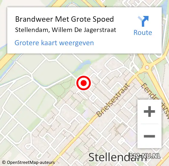 Locatie op kaart van de 112 melding: Brandweer Met Grote Spoed Naar Stellendam, Willem De Jagerstraat op 11 oktober 2020 12:54