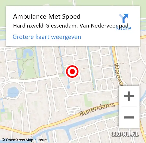 Locatie op kaart van de 112 melding: Ambulance Met Spoed Naar Hardinxveld-Giessendam, Van Nederveenpad op 11 oktober 2020 13:36