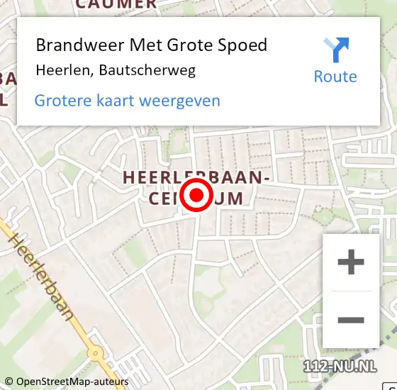 Locatie op kaart van de 112 melding: Brandweer Met Grote Spoed Naar Heerlen, Bautscherweg op 11 oktober 2020 14:33