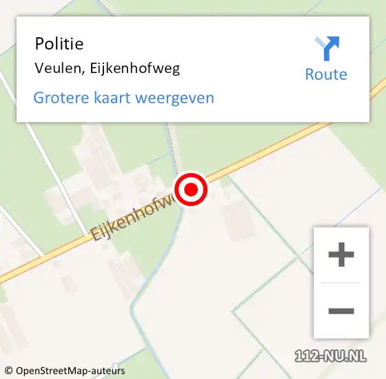 Locatie op kaart van de 112 melding: Politie Veulen, Eijkenhofweg op 11 oktober 2020 14:48