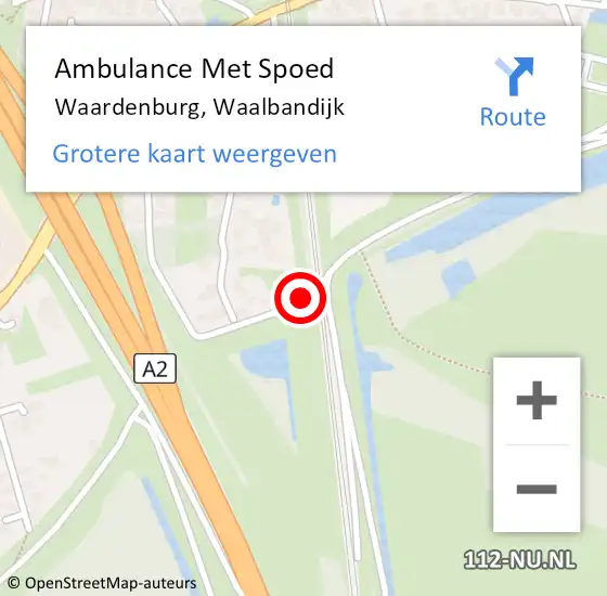 Locatie op kaart van de 112 melding: Ambulance Met Spoed Naar Waardenburg, Waalbandijk op 11 oktober 2020 14:57