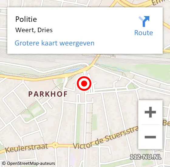 Locatie op kaart van de 112 melding: Politie Weert, Dries op 11 oktober 2020 15:24