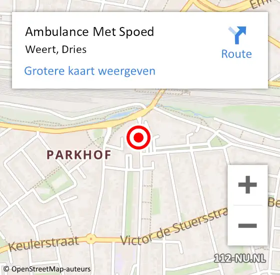 Locatie op kaart van de 112 melding: Ambulance Met Spoed Naar Weert, Dries op 11 oktober 2020 15:25