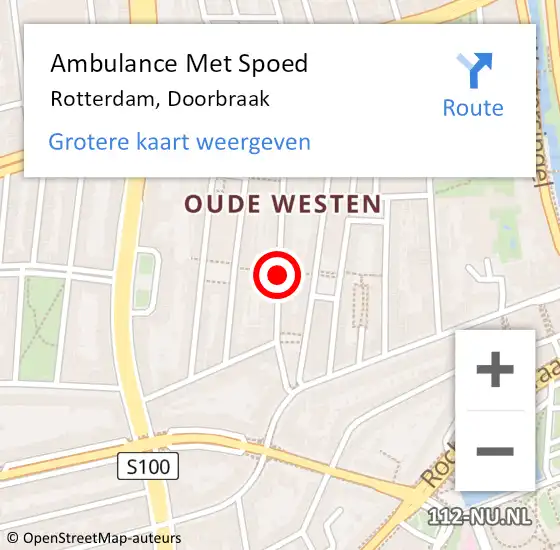 Locatie op kaart van de 112 melding: Ambulance Met Spoed Naar Rotterdam, Doorbraak op 11 oktober 2020 15:44