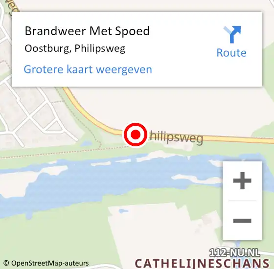 Locatie op kaart van de 112 melding: Brandweer Met Spoed Naar Oostburg, Philipsweg op 11 oktober 2020 15:55