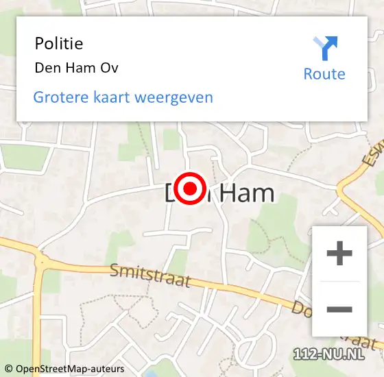 Locatie op kaart van de 112 melding: Politie Den Ham Ov op 11 oktober 2020 16:54