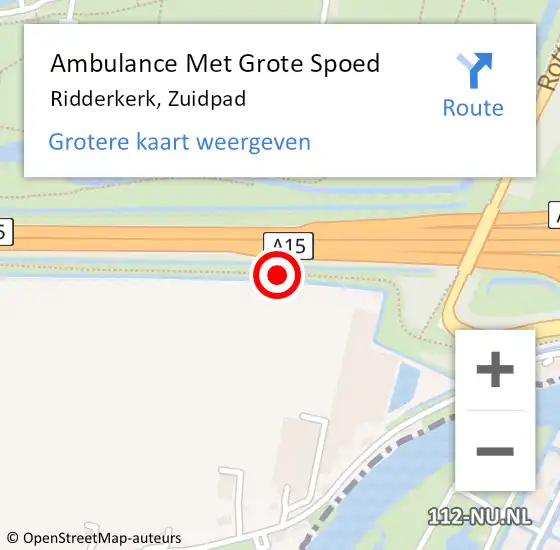 Locatie op kaart van de 112 melding: Ambulance Met Grote Spoed Naar Ridderkerk, Zuidpad op 11 oktober 2020 17:48