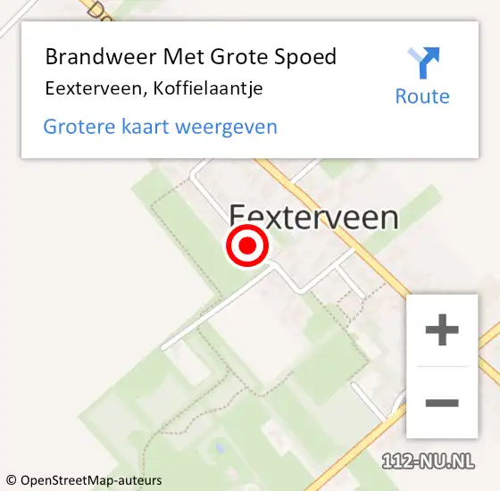 Locatie op kaart van de 112 melding: Brandweer Met Grote Spoed Naar Eexterveen, Koffielaantje op 11 oktober 2020 17:53