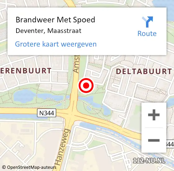 Locatie op kaart van de 112 melding: Brandweer Met Spoed Naar Deventer, Maasstraat op 11 oktober 2020 18:19