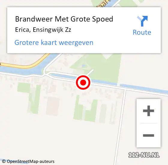 Locatie op kaart van de 112 melding: Brandweer Met Grote Spoed Naar Erica, Ensingwijk Zz op 11 oktober 2020 18:24