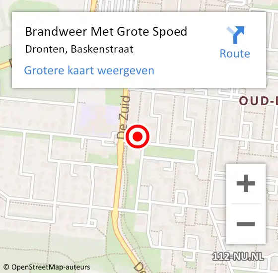 Locatie op kaart van de 112 melding: Brandweer Met Grote Spoed Naar Dronten, Baskenstraat op 21 mei 2014 14:18