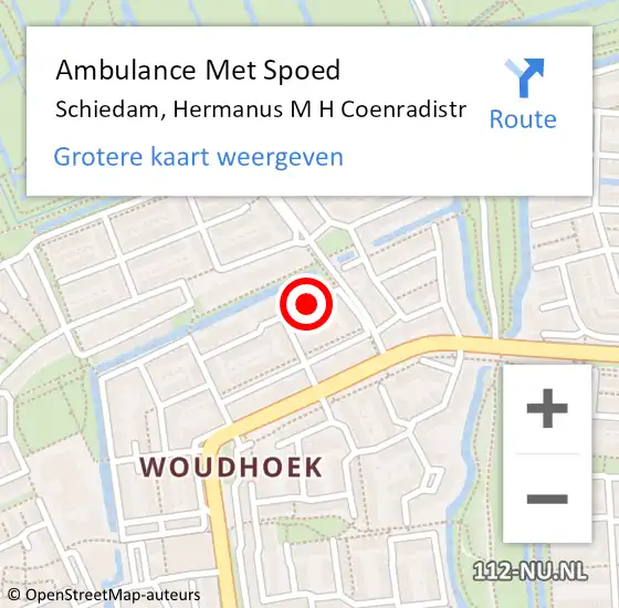 Locatie op kaart van de 112 melding: Ambulance Met Spoed Naar Schiedam, Hermanus M H Coenradistr op 11 oktober 2020 20:47