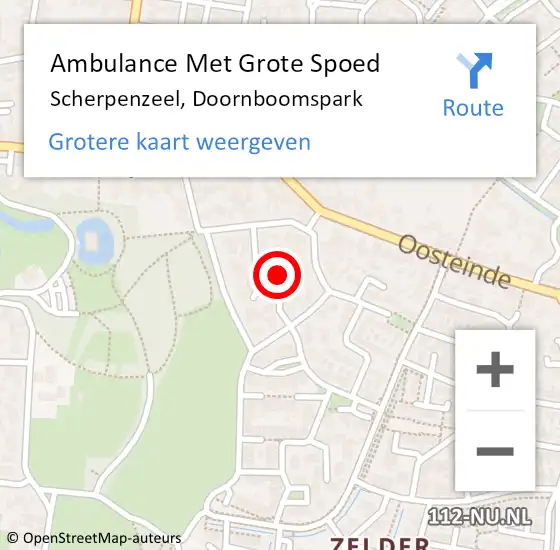 Locatie op kaart van de 112 melding: Ambulance Met Grote Spoed Naar Scherpenzeel, Doornboomspark op 11 oktober 2020 22:20