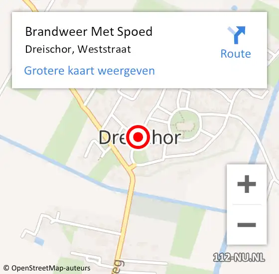 Locatie op kaart van de 112 melding: Brandweer Met Spoed Naar Dreischor, Weststraat op 11 oktober 2020 22:28