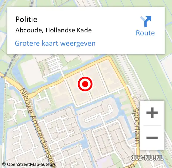 Locatie op kaart van de 112 melding: Politie Abcoude, Hollandse Kade op 11 oktober 2020 22:31