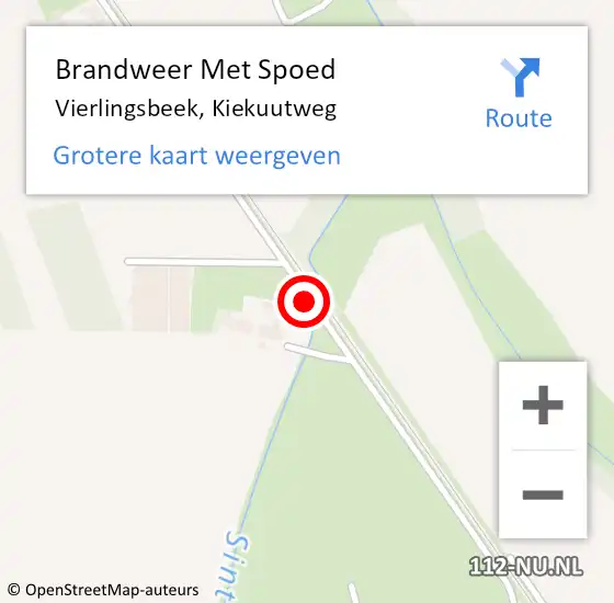 Locatie op kaart van de 112 melding: Brandweer Met Spoed Naar Vierlingsbeek, Kiekuutweg op 12 oktober 2020 00:45