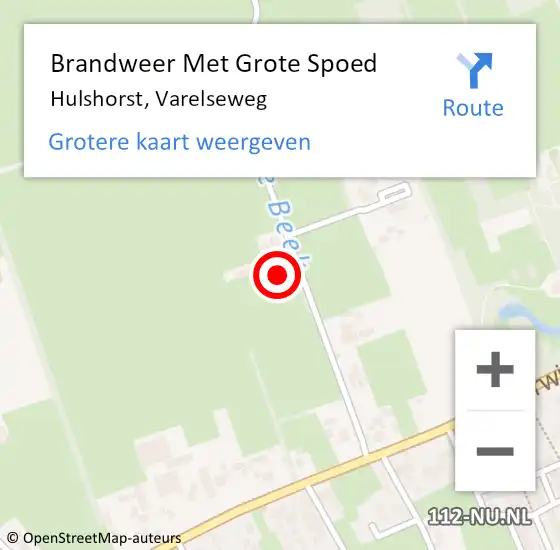 Locatie op kaart van de 112 melding: Brandweer Met Grote Spoed Naar Hulshorst, Varelseweg op 21 mei 2014 14:52