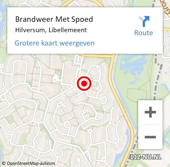 Locatie op kaart van de 112 melding: Brandweer Met Spoed Naar Hilversum, Libellemeent op 12 oktober 2020 09:15