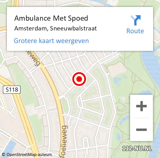 Locatie op kaart van de 112 melding: Ambulance Met Spoed Naar Amsterdam, Sneeuwbalstraat op 12 oktober 2020 11:25
