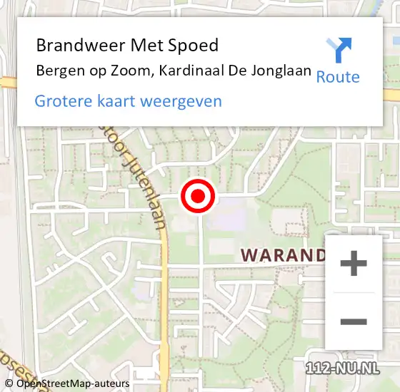 Locatie op kaart van de 112 melding: Brandweer Met Spoed Naar Bergen op Zoom, Kardinaal De Jonglaan op 12 oktober 2020 11:54