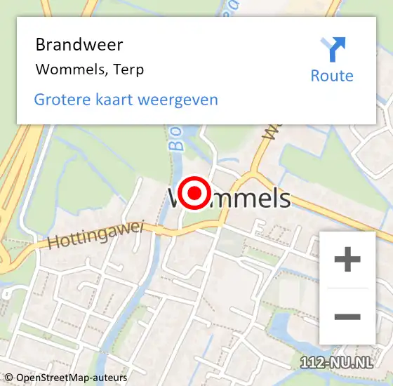 Locatie op kaart van de 112 melding: Brandweer Wommels, Terp op 12 oktober 2020 12:29