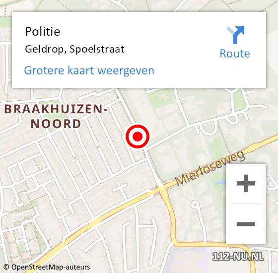 Locatie op kaart van de 112 melding: Politie Geldrop, Spoelstraat op 12 oktober 2020 12:58